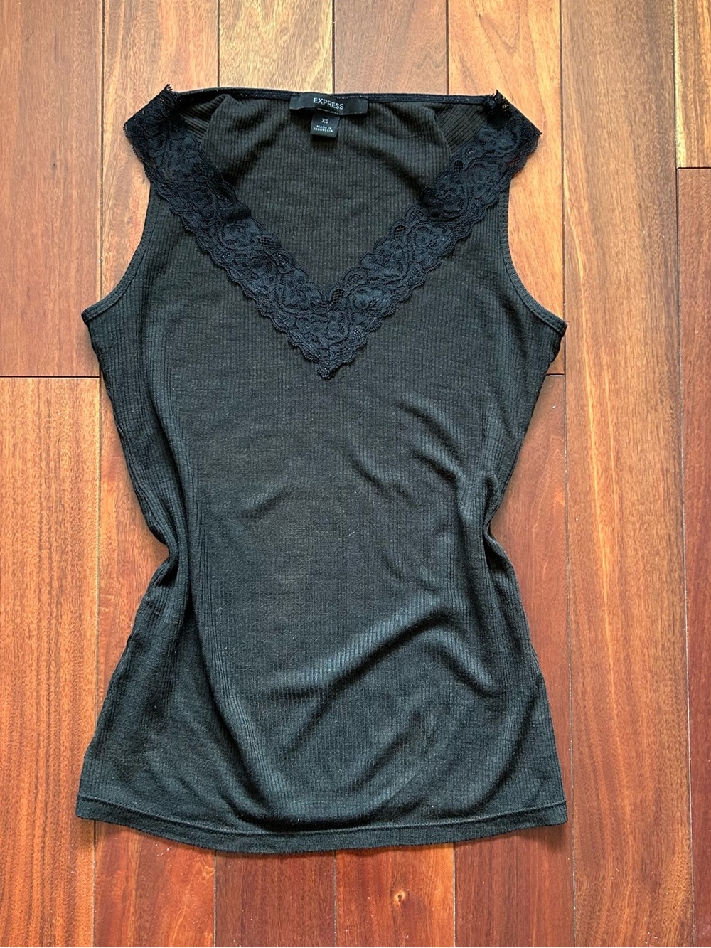 Black Express Black Lace Trim Tank Top